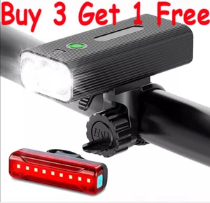 52000mAh LED Bicycle Bike Lights Rechargeable Headlight Front Rear Head Lamp Set - Picture 1 of 22