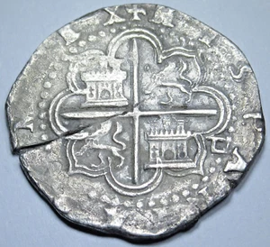1556-98 Philip II Spanish Silver 2 Reales Genuine 1500s Colonial Pirate Cob Coin - Picture 1 of 2