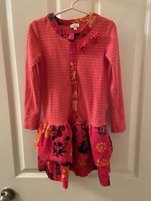 Vestido Le Top Rosa Rayas Floral Volantes Manga Larga Niñas Talla 6 Foto 1 de 4