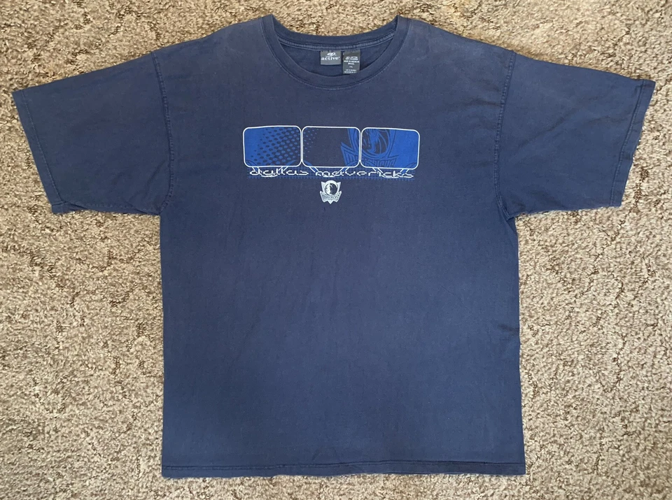 Vintage Dallas Mavericks Shirt Mens XXL Blue Center Logo Spell Out Faded Tee Y2K - Image 1 of 4