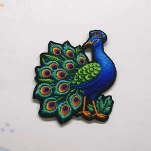 Pfauenaufnäher Aufbügeln Applikationskleidung, Pfauenvogel, Tier, Vogelabzeichen, Feder - Bild 1 von 17