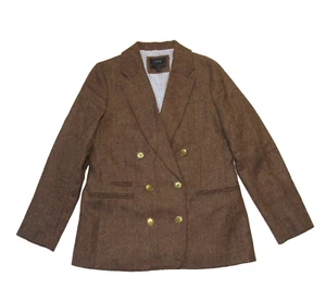 NWoT J.Crew Bristol Blazer in Hazelnut Herringbone Wool Double-Breasted Jacket 8 - Picture 1 of 6