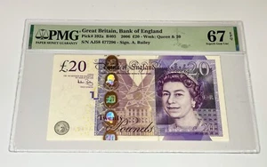 GREAT BRITAIN Bank of ENGLAND £20 Pounds Bailey P-392a, Superb Gem *UNC* 67 EPQ - Picture 1 of 2