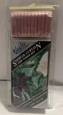 Vintage Shower Curtain And Ring Set Vinyl Retro 90’s Flowers Pink Green 70”x72” - Image 1 of 4