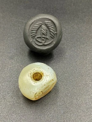 Joyería antigua sello de ágata sello cuenta tallada figura antiguo Imperio Sasánida Foto 1 de 4