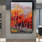palette knife maple tree fire red forest Landscape Hand Painted Oil Painting
