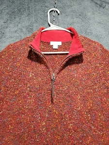 Christopher Banks Womens L Vintage Dark Red Confetti Quarter Zip Sweater Grandma - Picture 1 of 10