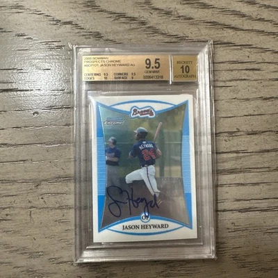 Jason Heyward 2008 Bowman Chrome Prospects Auto BGS 9.5 with 10 Auto - Image 1 of 2