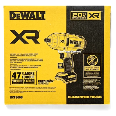 DeWALT DCF900 20V Max Brushless XR 1/2" High Torque Impact Wrench Hog Ring Anvil - Image 1 of 4