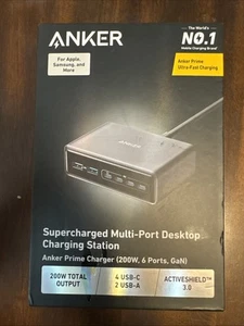 Anker Prime USB-C Desktop Charger 200W 6-Ports GaN Charging Station NIB - Picture 1 of 5