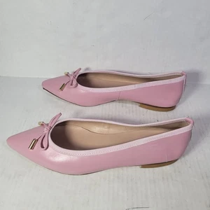 Riccarda Boccia rosa Leder spitz zulaufend Ballerinas mit Schleife & Goldakzenten Größe 8,5 - Bild 1 von 9