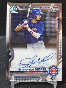 2021 BOWMAN CHROME CHRISTOPHER MOREL AUTO 1ST PROSPECT - Picture 1 of 10