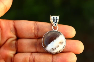 Colgante Montana de plata de ley 925 hecho a mano con piedras preciosas de ágata para regalo Foto 1 de 4