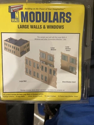 Walthers Cornerstone Modulares 933-3282 Escala N Paredes Grandes Ventanas Foto 1 de 2