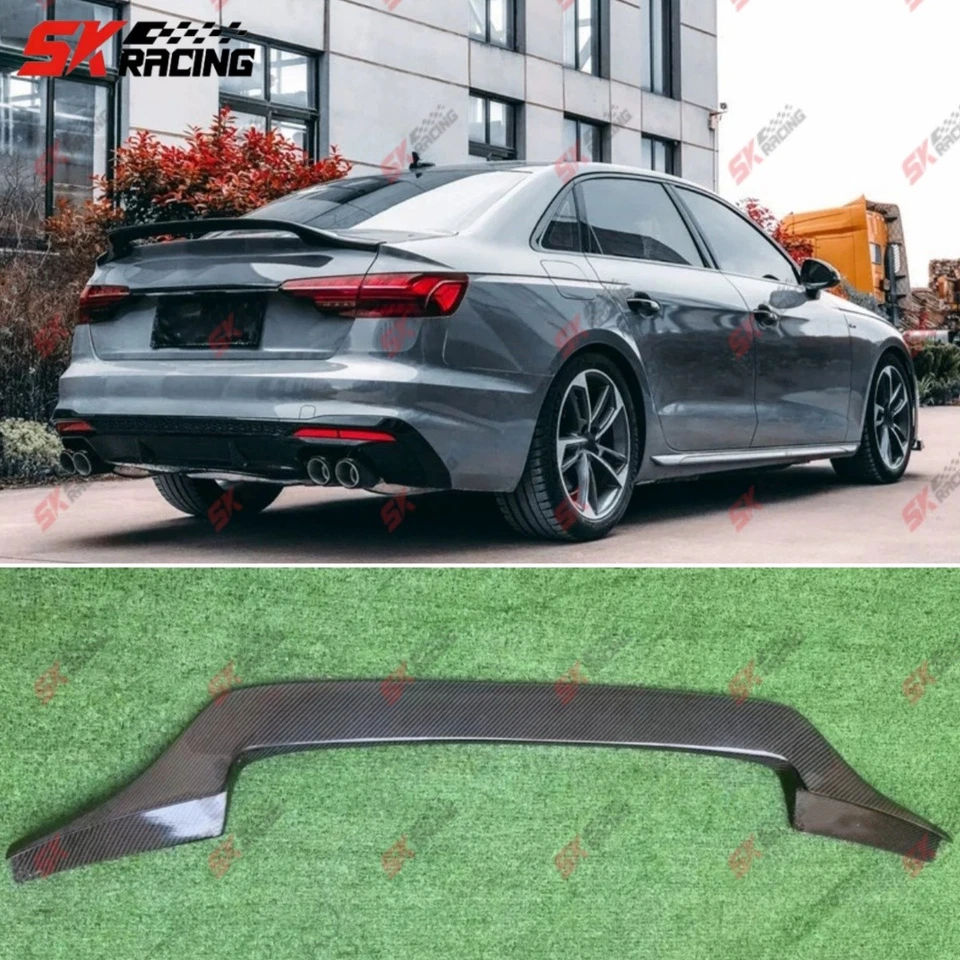 Forged/Carbon Fiber/Gloss Black Rear Trunk Lip Spoiler Wing For Audi S4 A4 17-25 - Image 1 of 4