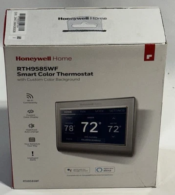 霍尼韦尔家用 RTH9585WF1004 Wi-Fi 智能恒温器 - 银色 全新 — 第 1/2 张图片