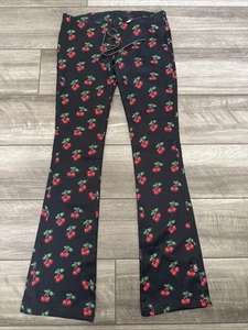 Hard rock Cafe Low rise Flare Cherry Pants Women’s Size 13 Polyester RARE - Picture 1 of 4