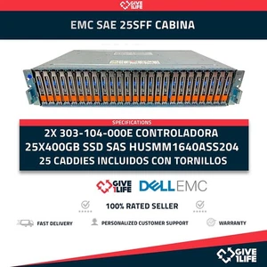 EMC SAE 25SFF CABINA 25x 400GB SSD SAS +2x 303-104-000E MODULO - Picture 1 of 6