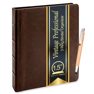 Lee Vintage Professional 3 Ring Binder Organizer, 1.5-inch Round Rings, 8.5" ... - Picture 1 of 7