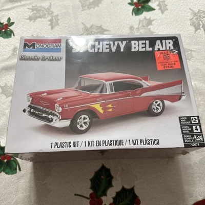 MONOGRAM ‘57 CHEVY BEL AIR CLASSIC CRUISER MODEL KIT  1:24 SCALE RED WITH FLAMES - Image 1 of 4