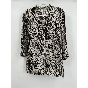Laura Ashley Womens Tunic Linen Top Size 2X Abstract Artsy Eclectic Boho Chic - Picture 1 of 8