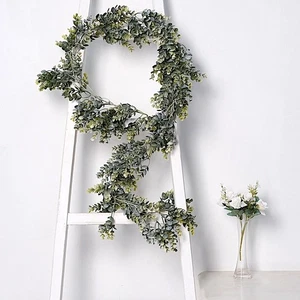 6 ft Frosted Green Artificial Eucalyptus LEAVES Faux Vine Greenery Garland Party - Picture 1 of 9
