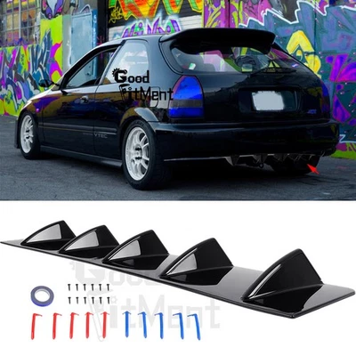 For Honda Civic EJ EK EG EG EH Hatch Car Rear Bumper Diffuser 5 Shark Fins Black - image 1 of 4