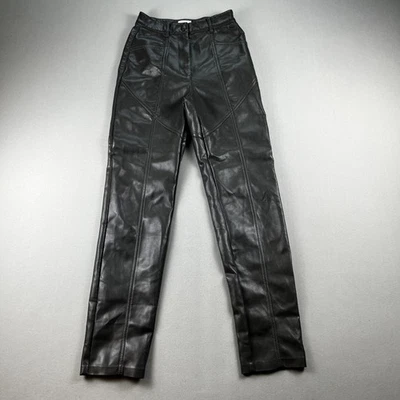 Wilfred Free Pants Womens 00 Olive Green Faux Leather Pleated High Rise Straight - Image 1 of 4