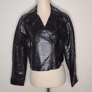 NWT ModCloth Women's Black/Crocodile Rock Moto Jacket Size Small - Picture 1 of 11