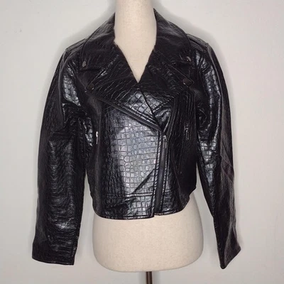 NWT ModCloth Women's Black/Crocodile Rock Moto Jacket Size Small - Image 1 of 4