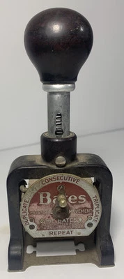 Vintage Bates Numbering Machine Vintage 6 Wheel 4 Movement - Untested! - Read! - Image 1 of 4