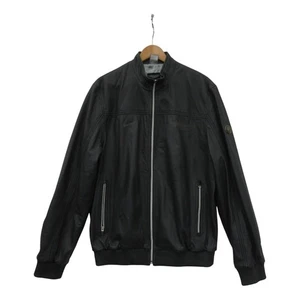 Nike Aston Martin Biker Jacket Large Black Leather Menswear Baseball - Preloved - Picture 1 of 20