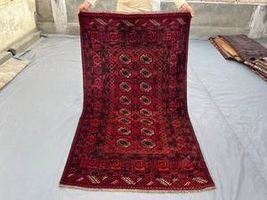 3'6 x 6 ft Vintage Turkmen Tekke Ersari Hand Knotted Wool Tribal Kitchen Rug - Picture 1 of 11