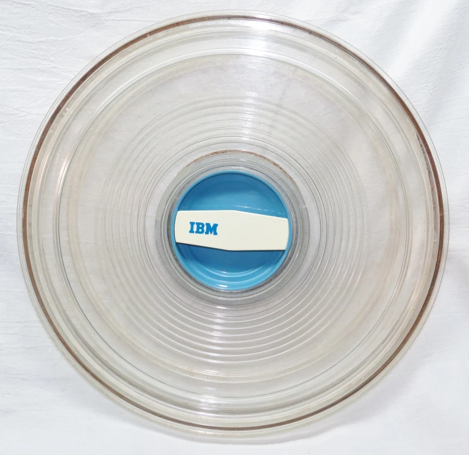 IBM Clear Plastic Spool Case 11 1/2" X 3/4" Magnetic Data Reel Computer Tape Art - Image 1 of 4