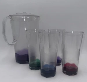 Tupperware Vintage Sheerly Elegant Collection Pitcher And 4 Tumblers NOS - Picture 1 of 3
