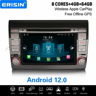 8-Kern 64GB Android 13 Fiat Bravo DAB+ Navi Autoradio Carplay OBD WiFi Bluetooth - Bild 1 von 2