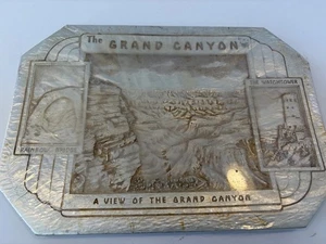 Grand Canyon Silver Foil Trivet Hot Plate Vintage anni 70 portavaso orig. Confezione - Foto 1 di 11