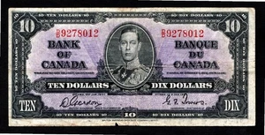 Bank of Canada King George VI $10 Banknote 1937 VERY SCARCE - Picture 1 of 2