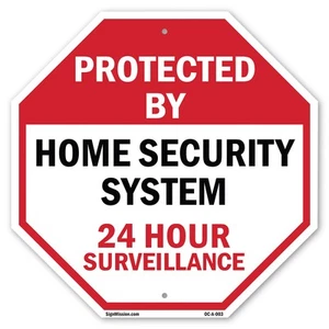 Protected By Home Security System Octagon Sign Weather Resistant Made in the USA - Picture 1 of 64