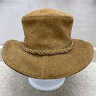 Minnetonka Hat Brown Leather Outback Riding Cowboy Large Made In Usa