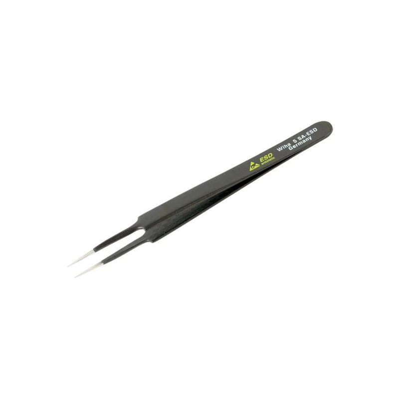 Wiha 44509 Tapered to Tip Professional Quality ESD Tweezers With Extra Fine Points