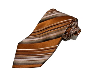 Luxurious Hand Made 100% Silk Tie Striped "Texas Longhorn Orange" Long 61"L 3½"W - Picture 1 of 12
