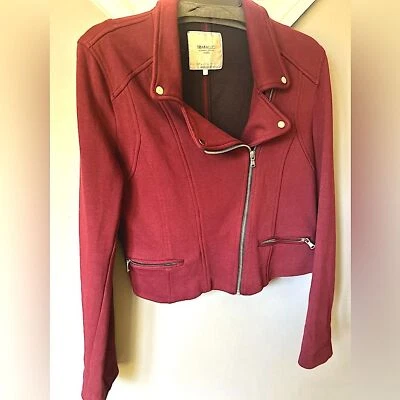 Jaqueta Zara Burgundy Moto Cropped Grande - Imagem 1 de 4