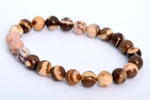 8MM Australia Zebra Jasper Bracelet Grade AAA Genuine Natural Round Beads 7" - Picture 1 of 4