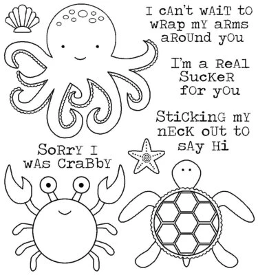 Juego de estampillas de goma TORTUGA CANGREJO PULPO A Little Crabby PEGADO Darcies JCS206 NUEVO Foto 1 de 4