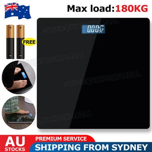 Electronic Digital Bathroom Scales Weight Scale Body Fat Glass Backlit 180kg AU - Picture 1 of 9