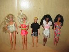#1 Lot (5) Barbie Ken Mix 1970's-1990's w/clothes Articulate African Amer Twist