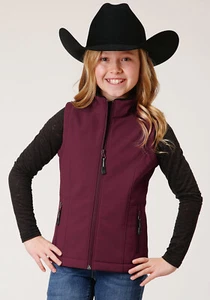 Roper Girls Kids Wine Polyester Softshell Vest - Picture 1 of 4