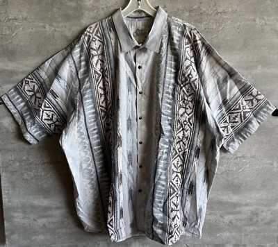 Vintage 1980s Body Objects Southwestern Tribal Hawaiian Shirt Size 5XB USA - Image 1 of 4