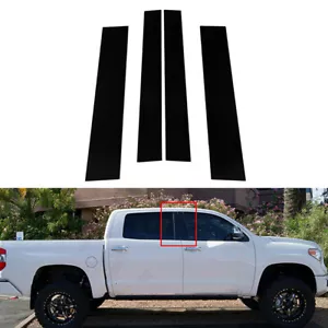 Se adapta a Toyota Tundra doble cabina máxima 2007-2021 postes de pilar negros cubiertas de molduras de puerta - Imagen 1 de 14